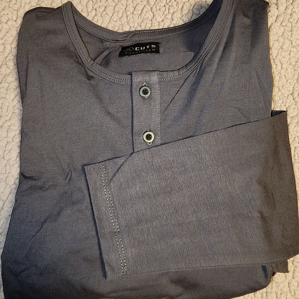 NIB MEN'S $36 Cuts Clothing Long Sleeve Henley Pyca Pro Nine Iron Color Size XL